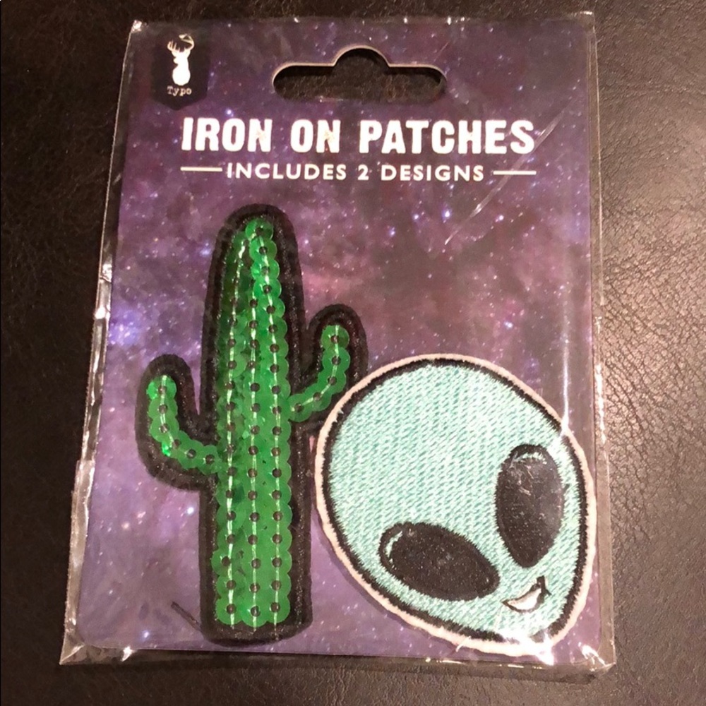 Iron on alien & cactus patch